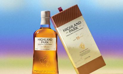 Image shows news Highland Park 18 Year Old bottle and outer packaging side by side